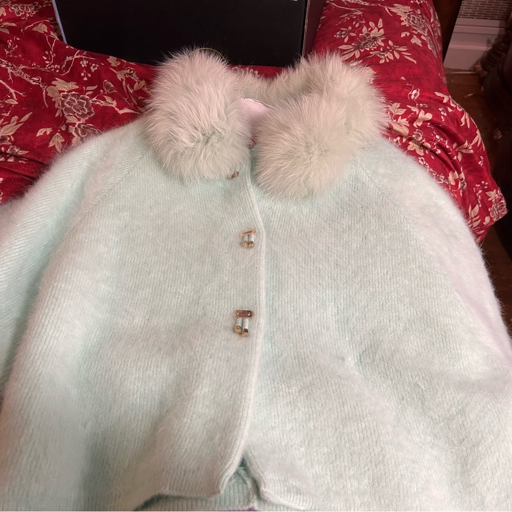 NWT Popski of London Capelet.  Pale blue with silk seafoam lining.